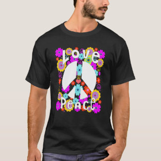 T-shirt Peace Sign Love 60s les années 70 Tie Dye Hippie C
