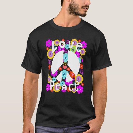 T-shirt Peace Sign Love 60s les années 70 Tie Dye Hippie C (Devant)