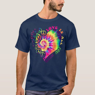 T-shirt Peace Sign Love 60s les années 70 Tie Dye Hippie H