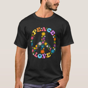 T-shirt Peace Sign Love Flower 60s les années 70 Tie Dye H