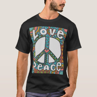 T-shirt Peace Sign Love T Shirt 60S Les années 70 Tie Dye 