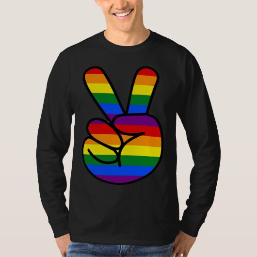 T-shirt Peace Sign Rainbow Hippie Love (Devant)
