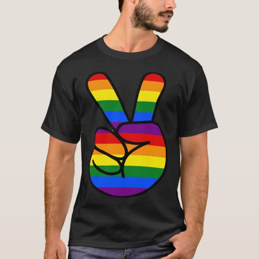 T-shirt Peace Sign Rainbow Hippie Love (Devant)