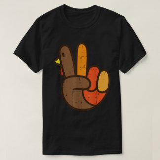 T-shirt Peace Turkey Hand Retro Thanksgiving Shirt