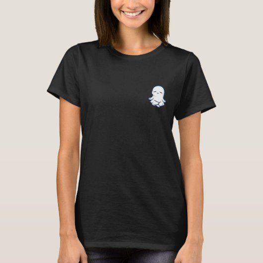 T-shirt Peaceful Cute Ghost Meditating in Lotus Yoga Pose (Devant)