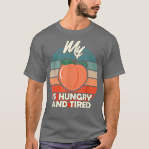 T-shirt Peach Fruit Imprimer Apricot affamé et fatigué