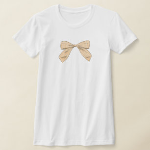 T-shirt Peach Plaid Bow Elegant Baby shower Maman