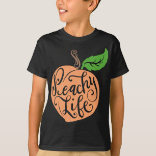 T-shirt Peachy Life unique Poche Citation Fruit Dessin Mai