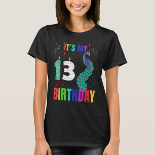 T-shirt Peacock 13e anniversaire mignon oiseaux Graphique