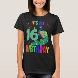 T-shirt Peacock 16e anniversaire mignon oiseaux animal Gra