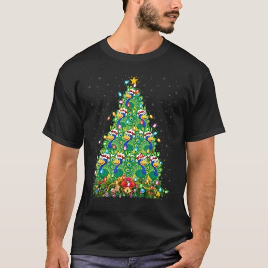 T-shirt Peacock Bird Xmas Lights Santa Peacock Christmas (Devant)