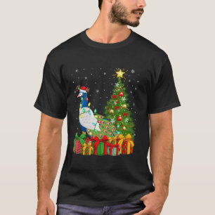 T-shirt Peacock Bird Xmas Tree Lighting Santa Hat Peacock