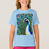 T-shirt Peacock blanc bleu et vert Piebald (Devant)
