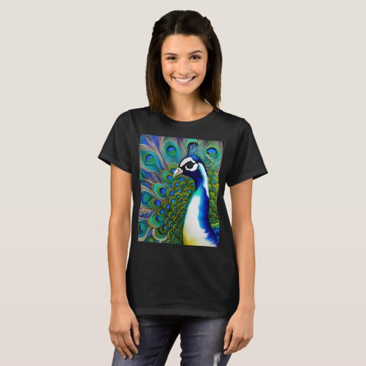 T-shirt Peacock blanc bleu et vert Piebald (Devant entier)
