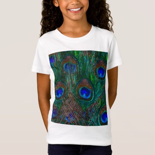 T-Shirt Peacock Feathers Etching Style (Devant)