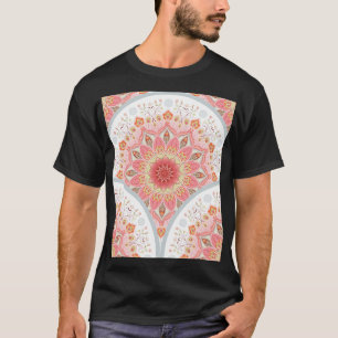 T-shirt Peacock Feathers, Floral Round Ornament.