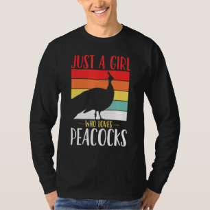 T-shirt Peacock Juste une fille qui aime Peacocks Rétro