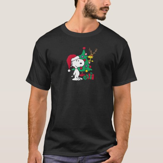 T-shirt Peanuts Christmas Snoopy Happy Holidays Raglan Bas (Devant)