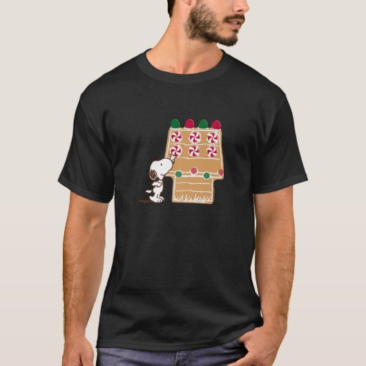 T-shirt Peanuts Christmas Snoopy Reaching For Candy Cane P (Devant)