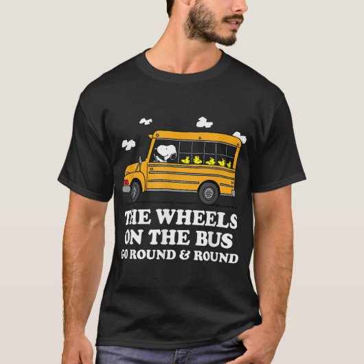 T-shirt Peanuts Les roues du bus (Devant)