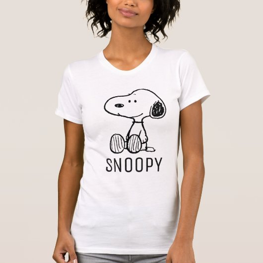 T-shirt PEANUTS | Snoopy on Black White Comics (Devant)