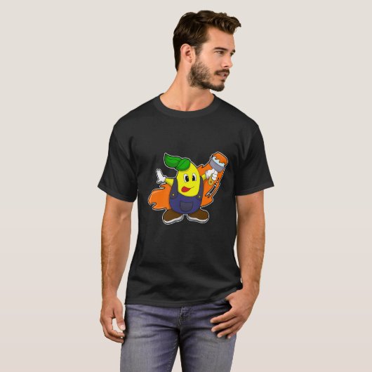 T-shirt Pear as Painer with Paint brush (Devant entier)
