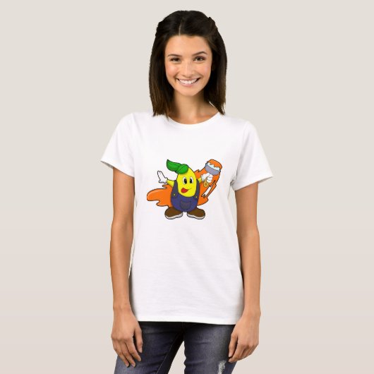 T-shirt Pear as Painer with Paint brush (Devant entier)