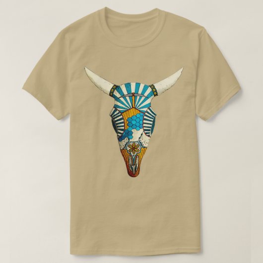 T-shirt Peau de Longhorn avec conception moderne du sud-ou (Design devant)