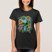 T-SHIRT PEAU VERT MORT AVEC FLEURS (Devant)
