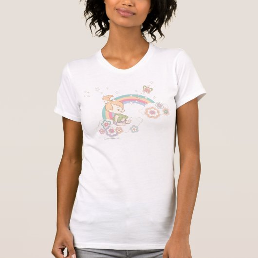 T-shirt PEBBLES™ Arc-en-ciel et nuages de fleurs (Devant)