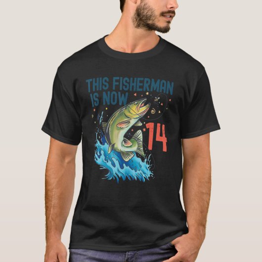 T-shirt Pêche 14 ans Anniversaire 14e basse Ado de poisson (Devant)