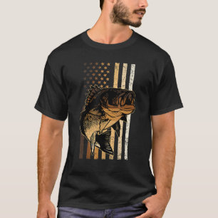 T-shirt Pêche à la basse American Flag Mois de l'histoire 