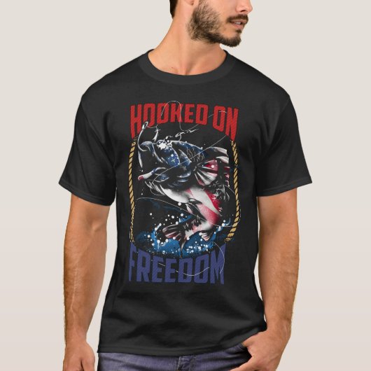 T-shirt Pêche À La Liberté Pêcheur Patriotique (Devant)