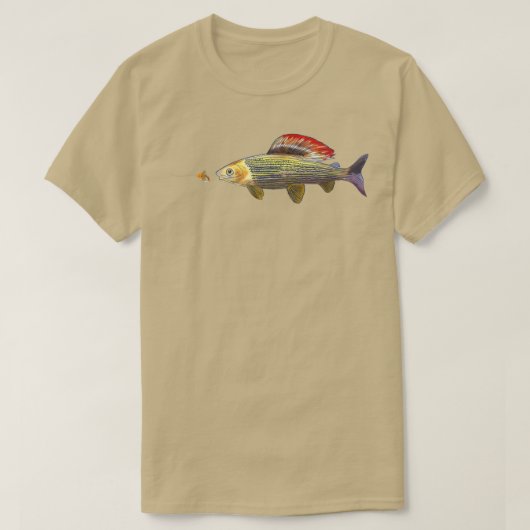 T-shirt Pêche à la mouche Poisson Grayling Nympher Mouche  (Design devant)