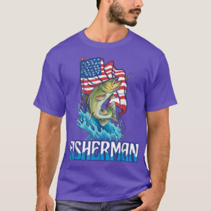 T-shirt Pêche à la mouche Saumon Angler American Flag Trui