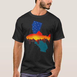 T-shirt Pêche à la truite Nature California Mountain Sunse