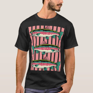 T-shirt Pêche à la truite Truite arc-en-ciel colorée migno