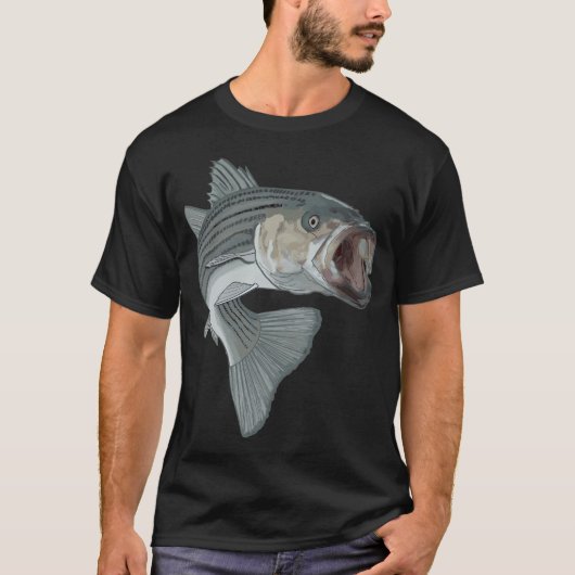 T-shirt pêche au bar rayé (Devant)