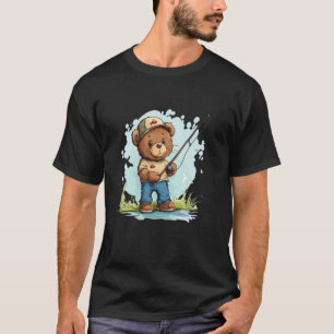T-shirt Pêche avec graphique d'ours en peluche pour les am