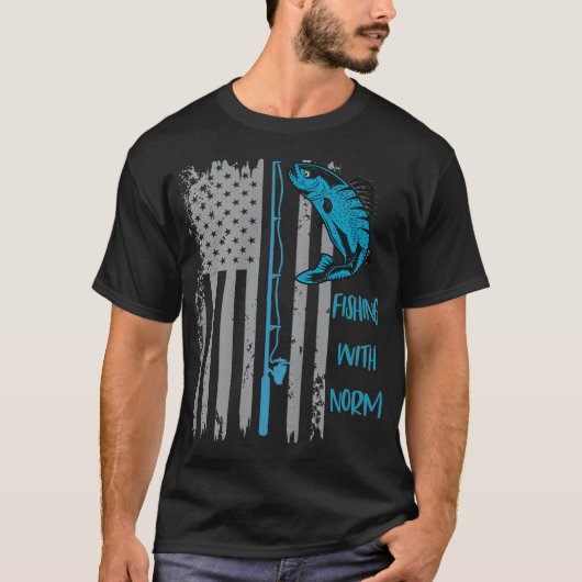 T-shirt Pêche avec Norm - Drapeau Américain - (Devant)