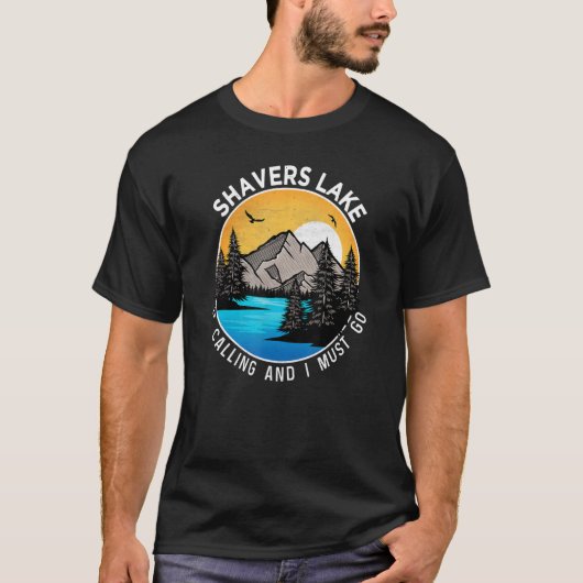 T-shirt Pêche Bateau Camping Lakeview Shavers Lake (Devant)