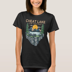 T-shirt Pêche Bateau Camping Mon endroit heureux Cheat La