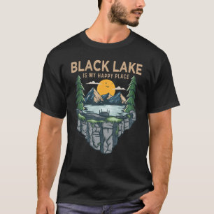 T-shirt Pêche Bateau Camping  Mon endroit heureux Lac Noir
