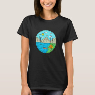 T-shirt Pêche Bateau Camping My Happy Place Lake Char