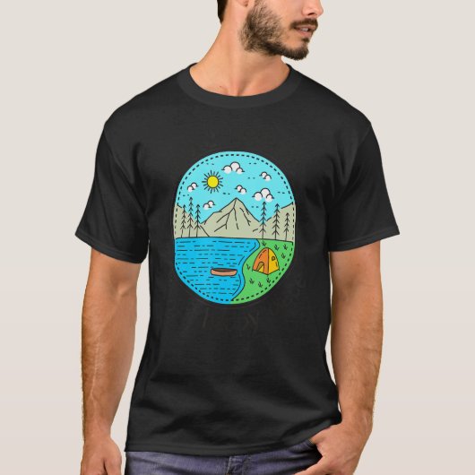 T-shirt Pêche Bateau Camping My Happy Place Lake Norm (Devant)