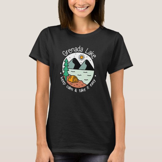 T-shirt Pêche Bateau Camping Prendre It Easy Grenada Lak (Devant)