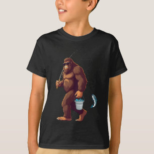 T-shirt Pêche Bigfoot Drôle Rétro Sasquatch Pêcheur Papa