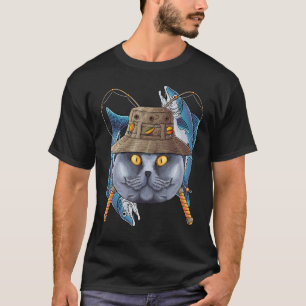 T-shirt Pêche British Shorthair Chat Pêcheur Extérieur Fl