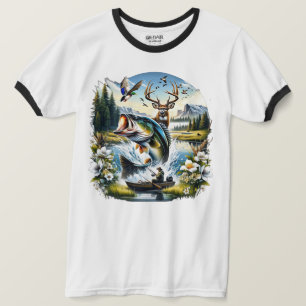 T-shirt Pêche, Cerf, Chasse au Canard