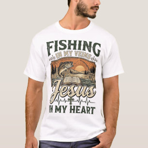 T-shirt Pêche dans mes veines Jésus dans mon cœur Vintage